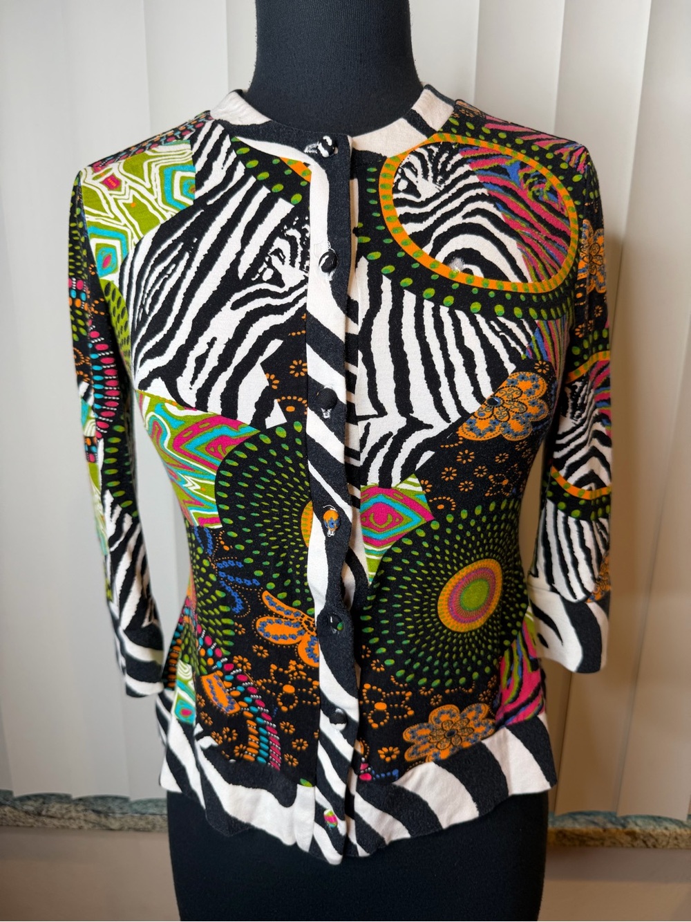 Joseph Ribkoff women's cardigan bold, multicolored zebra abstract Size XS